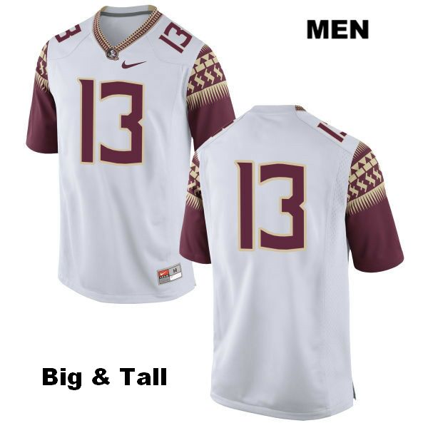 Men's NCAA Nike Florida State Seminoles #13 Caleb Ward College Big & Tall No Name White Stitched Authentic Football Jersey PHH3569PW